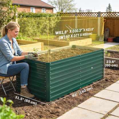5' x 3' x 2' Raised Garden Bed, Galvanized Planter Box for Growing Flowers, Herbs and Vegetables, Black