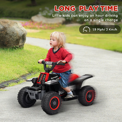 6V Kids ATV Quad, 4 Wheeler Battery Powered Electric Ride on Car w/ Lights, Forward Backward, Black