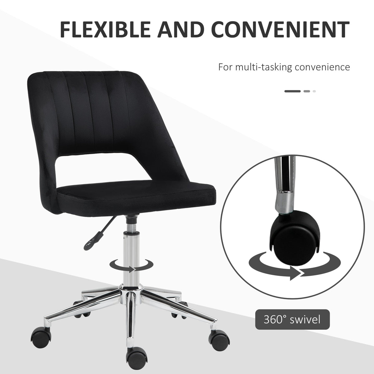 Mid Back Office Chair Velvet Fabric Swivel Scallop Shape Computer Desk Chair, Green