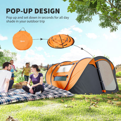 4 Person Camping Tent, Easy Pop Up Tent with Doors, Windows and Carry Bag, Automatic Setup Tent for Hiking, Blue