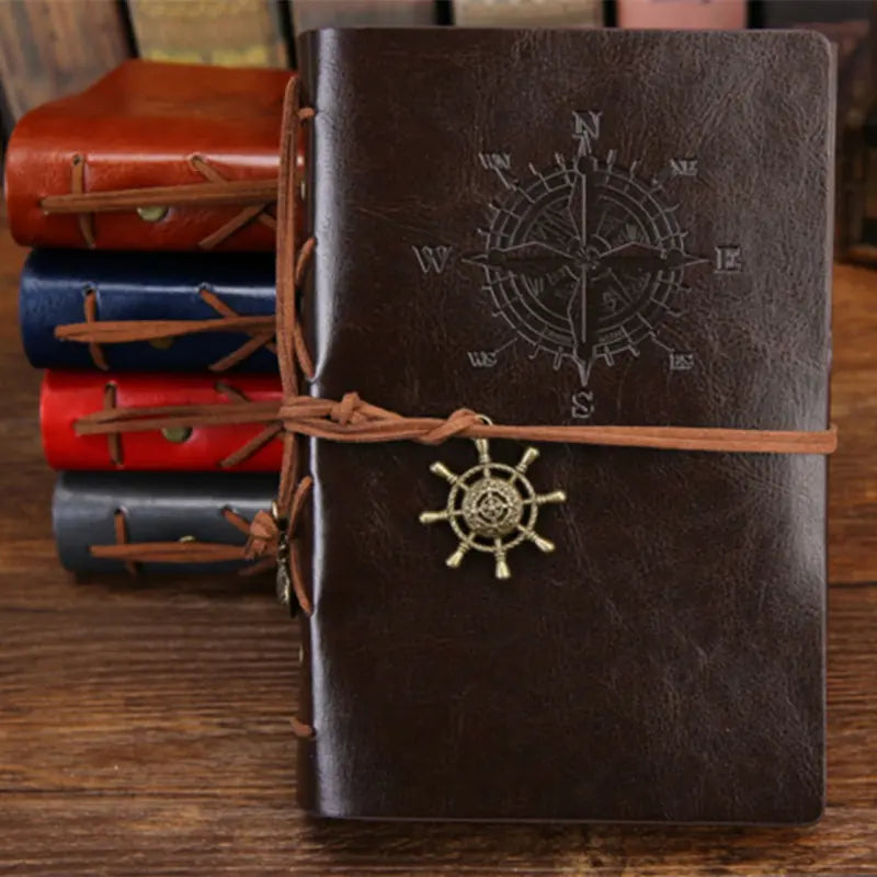 Vintage Nautical Pirate Ship Anchor Leather Notebook