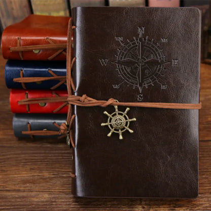 Vintage Nautical Pirate Ship Anchor Leather Notebook
