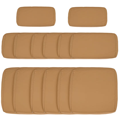 Outdoor 14pc Patio Rattan Sofa Set Cushion Polyester Cover Replacement Set - No Cushion Included Beige