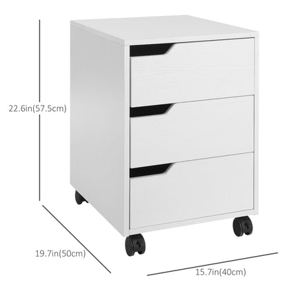 3 Drawer File Cabinet, Mobile Vertical Filing Cabinet with Wheels, Printer Stand with Storage for Home Office, Oak