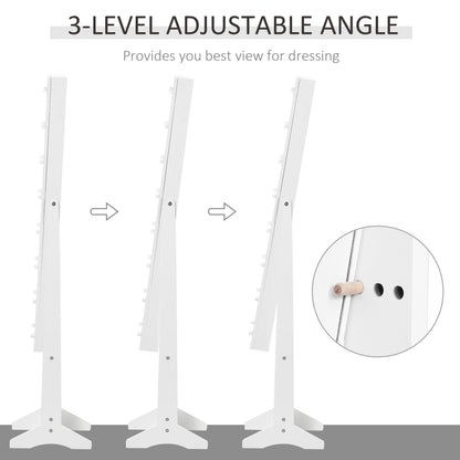 Free Standing Armoire Organizer, Lighted Mirrored Jewelry Cabinet w/ Angle Adjustable & 16 LED Lights Warm White