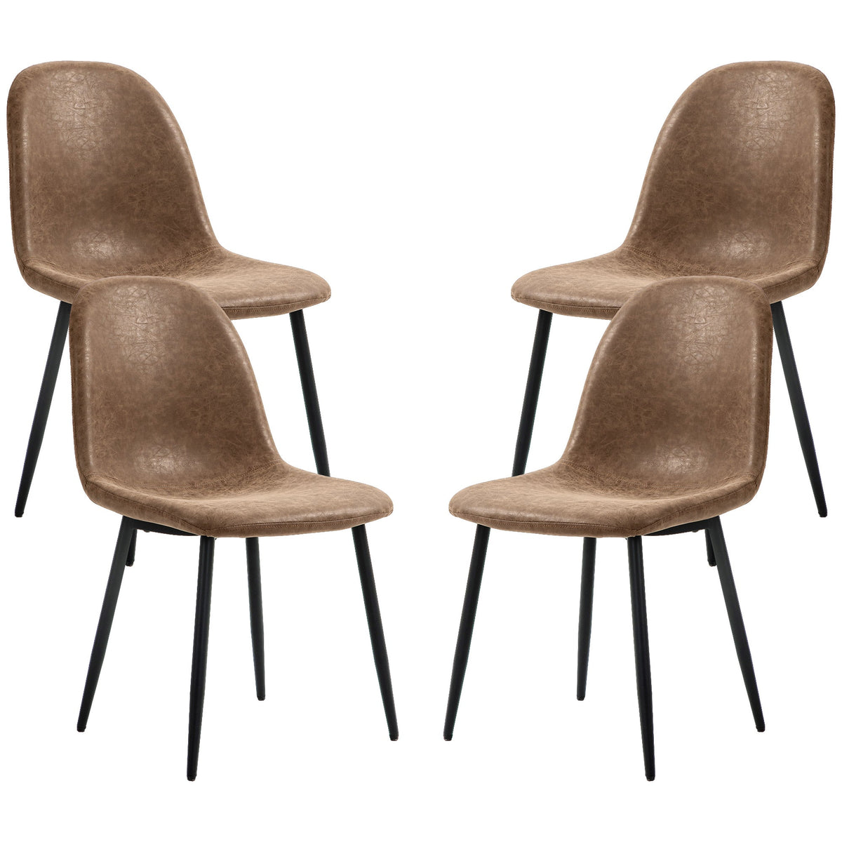 Retro Dining Table Chairs Set of 4, PU Leather Upholstered Kitchen Table Chairs for Living Room, Bedroom