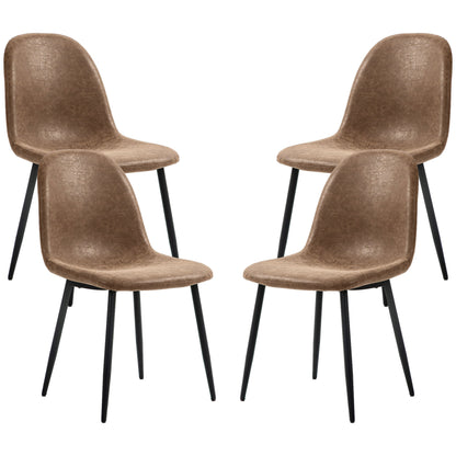 Retro Dining Table Chairs Set of 4, PU Leather Upholstered Kitchen Table Chairs for Living Room, Bedroom