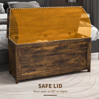 Storage Trunk with 2 Safety Hinges, Modern Entryway Bench with Side Handles, Storage Chest for Living Room, Black