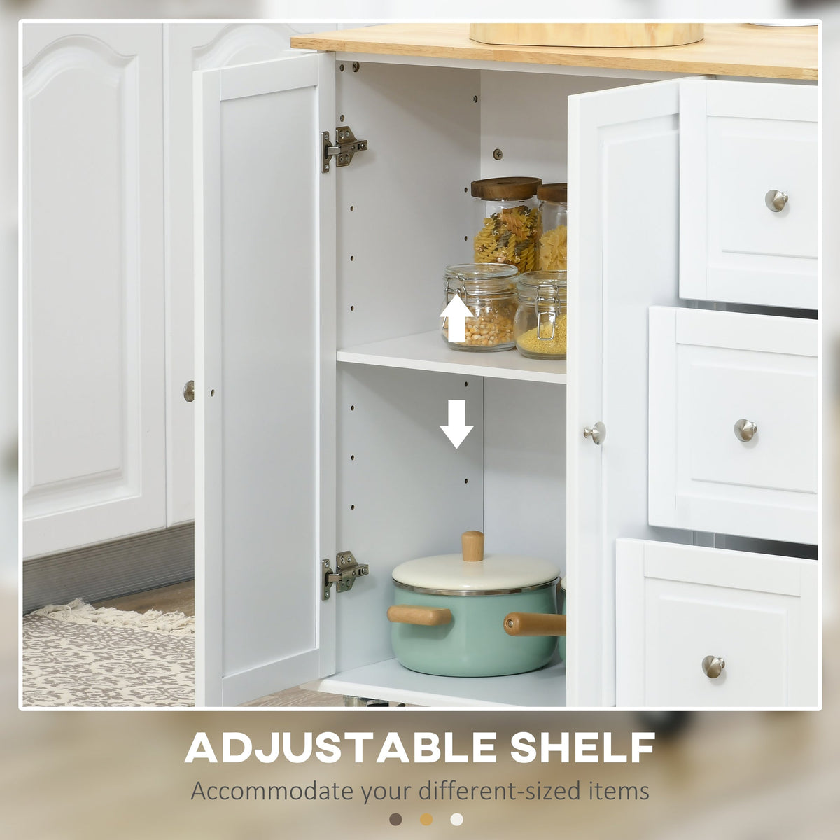 Kitchen Island on Wheels, Kitchen Cart with Drop Leaf, Drawers, Grey