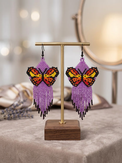 Light purple Beaded Dancing Wing Earrings