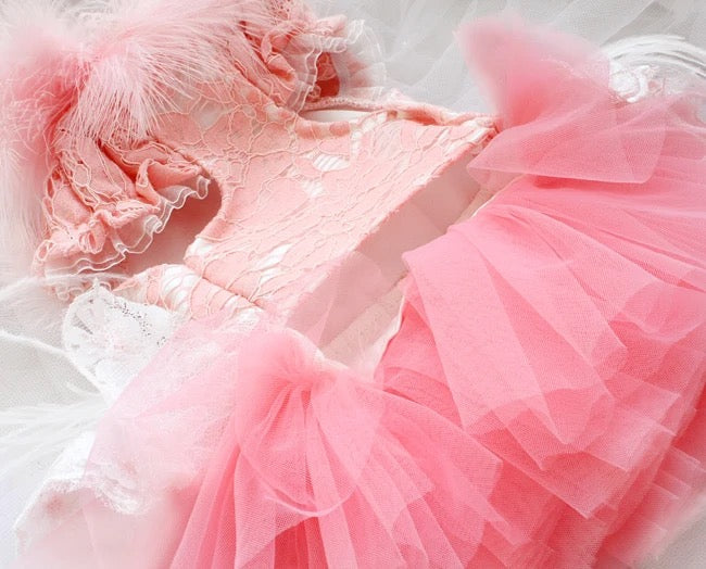 Feather Tutu Dog Dress | Elegant Formal Dog Outfit