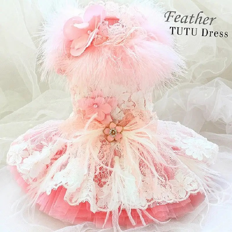 Feather Tutu Dog Dress | Elegant Formal Dog Outfit