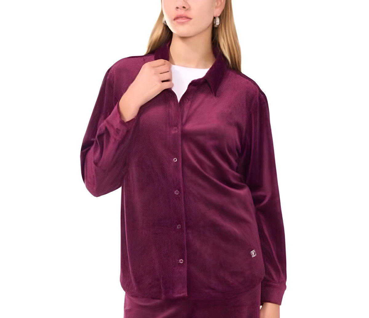 Vince Camuto Women’s Velour Button Front Top