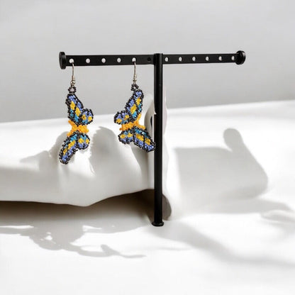 Yellow Butterfly Beaded Earrings