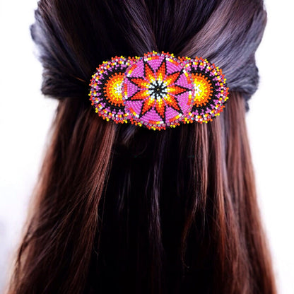 Pink Native American Beaded Barrettes