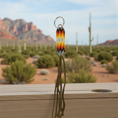 grey Handcrafted Beaded Keychain