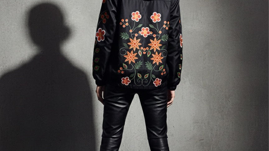 Black Spring Blossom Windbreaker