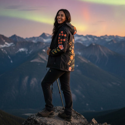 Black Spring Blossom Windbreaker