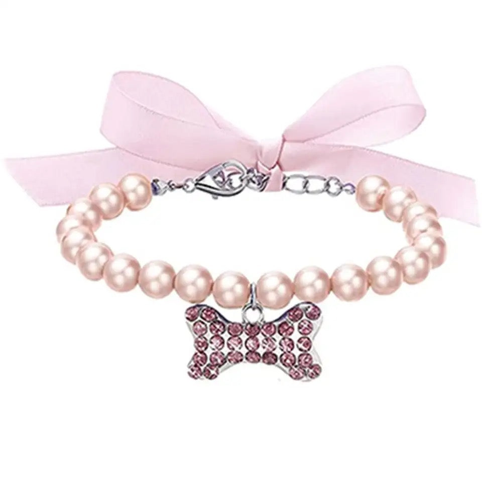 Pearl Rhinestone Dog Collar