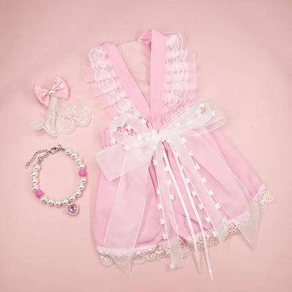 Luxury Princess Dog Dress Set – Elegant Party Outfit for Small Dogs