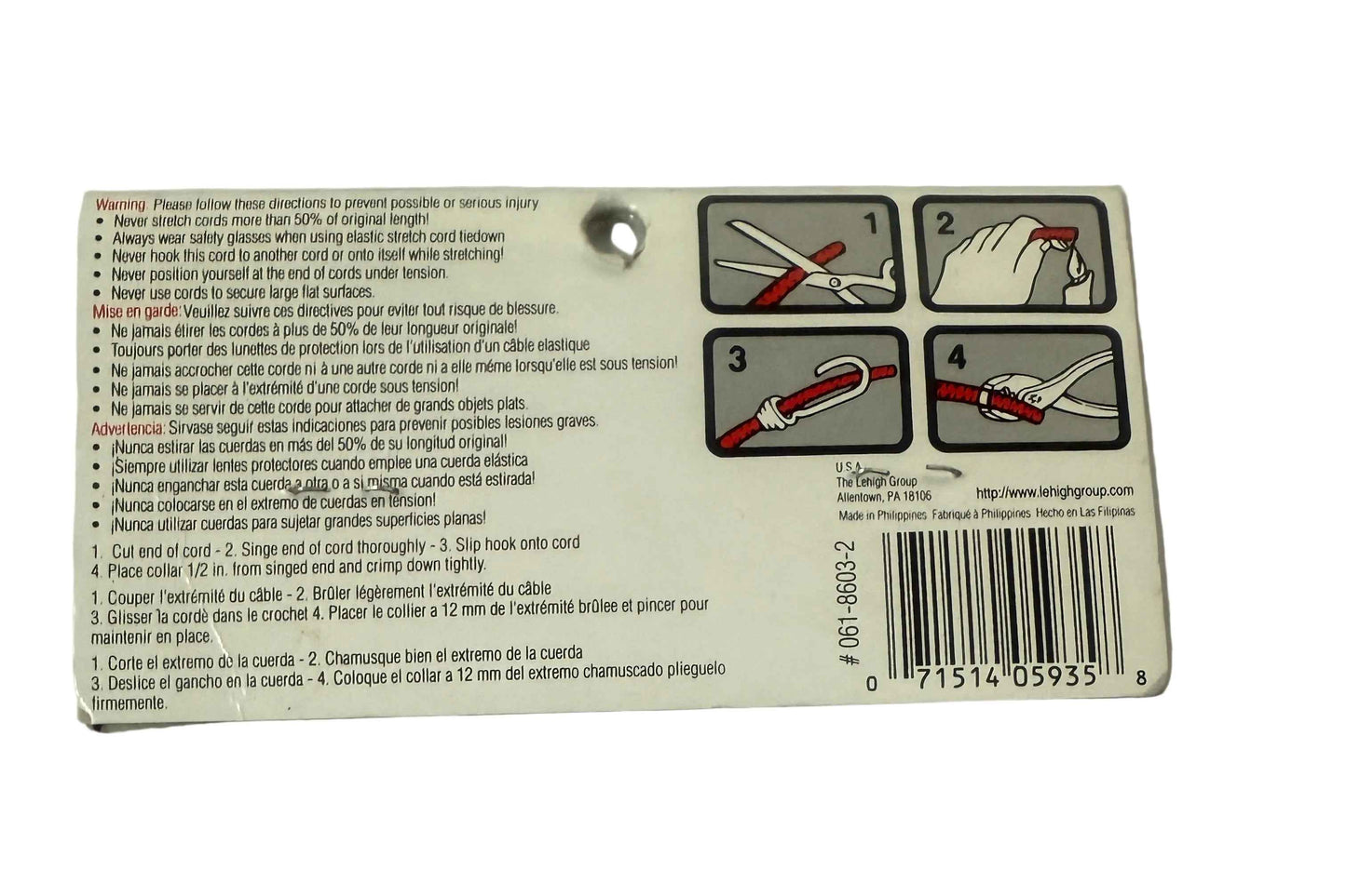 Lehigh Heavy Duty Coated Steel Cord Hooks with Steel Crimp Ring 1/4" & 3/8" 2-Pack