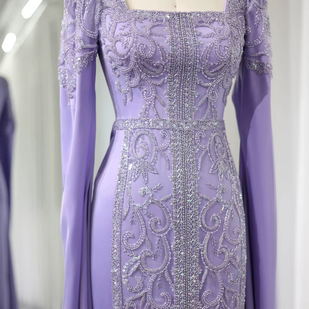 Kaftan style cape sleeves gown