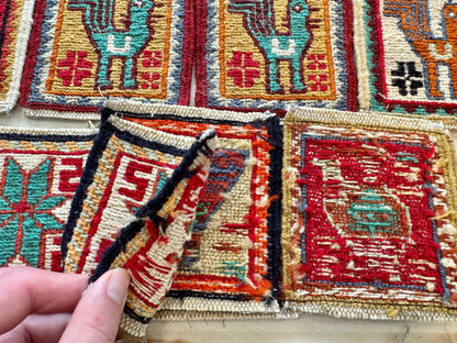 Wool Kilim Coasters 4" x 4"