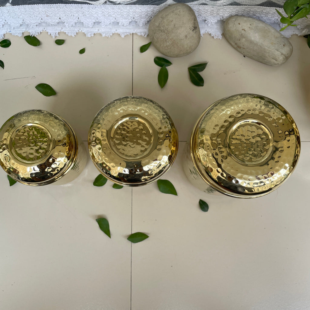 11-Piece Brass Hammered Canister Set | Airtight Pantry Storage Containers