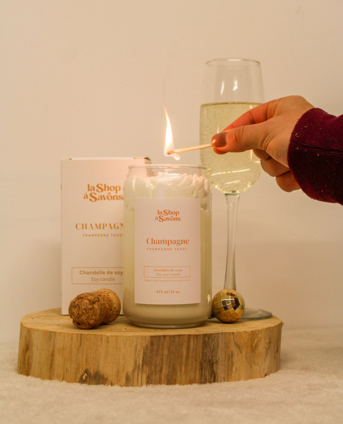 Chandelle de soya 16 oz - Champagne