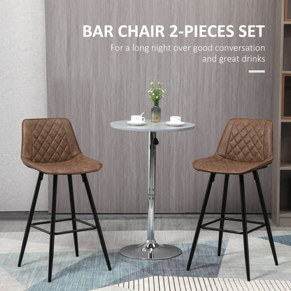 PU Leather Counter Height Bar Chairs Set of 2, 27.75" Bar Stools with Metal Legs for Dining Area, Kitchen Island, Black