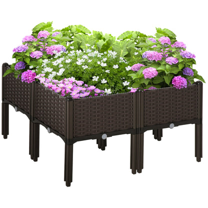 2-piece Raised Garden Bed PP Raised Flower Bed Plant Stand Stackable Vegetable Herb Grow Box