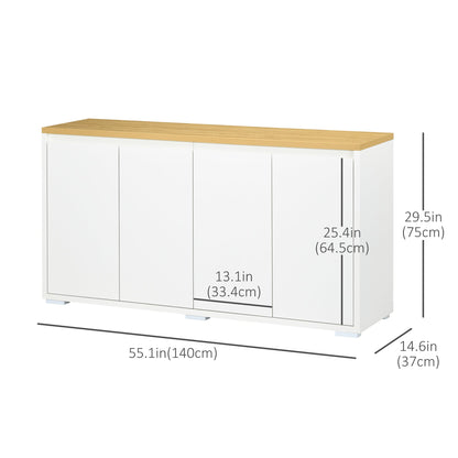 Sideboard Cabinet, Buffet Table with 2 Double Doors and Adjustable Shelves for Living Room, Entryway, White