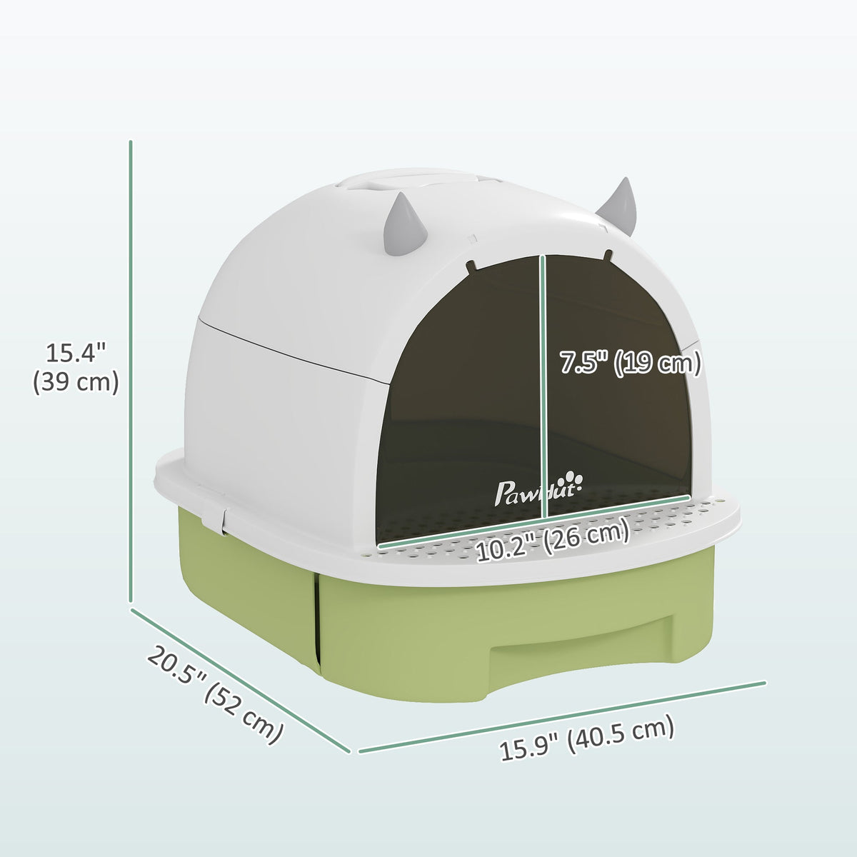 Cat Litter Box with Lid, Front Door Flap, Scoop, Handle, Easy Clean, for Small and Medium Cats, Green