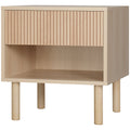 Laura Modern Bedside Table with Drawer and Open Shelf-Natural Wood