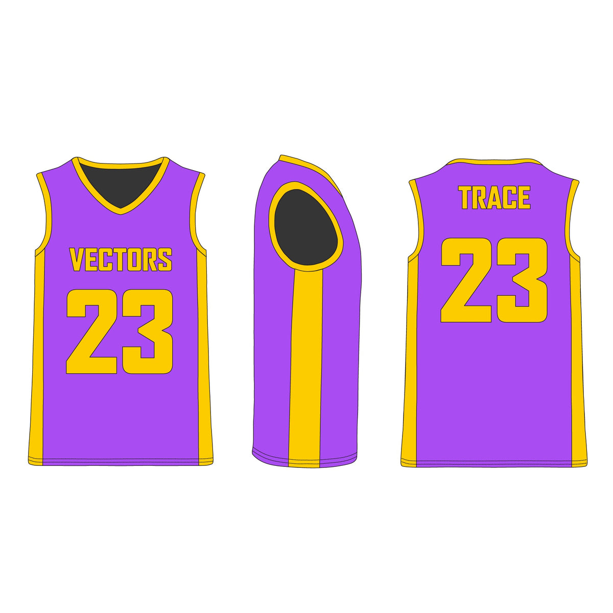 Basketball Jersey - Mockup and Template - 4 Angles, 3 Styles, Layered, Detailed and Editable Vector in EPS, SVG, AI, PNG, DXF and PDF