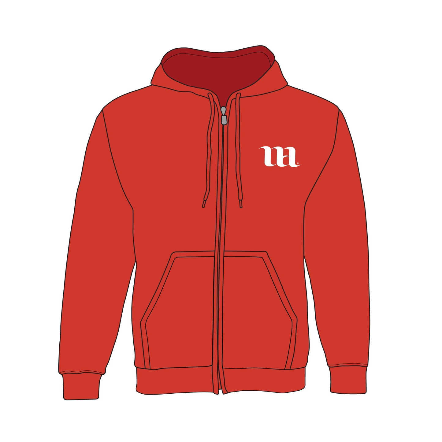 Hoodie with Zipper - Mockup and Template - 4 Angles, 1 Style, Layered, Detailed and Editable Vector in EPS, SVG, AI, PNG, DXF and PDF