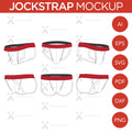 Jockstrap - Mockup and Template - 6 Angles, 1 Style, Layered, Detailed and Editable Vector in EPS, SVG, AI, PNG, DXF and PDF