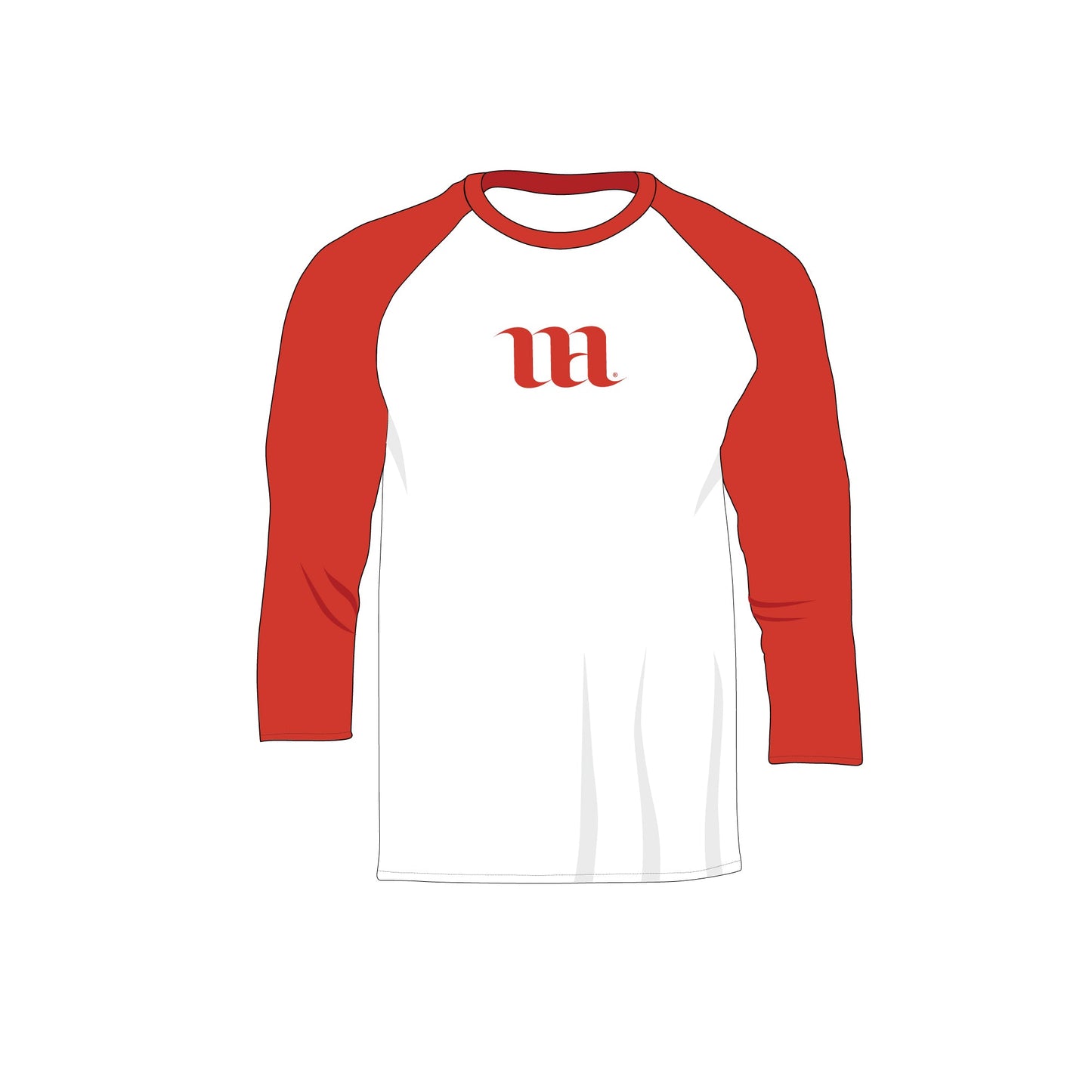 Raglan Men's 3/4 Sleeve Shirt - Mockup and Template - 4 Angles, 1 Style, Layered, Detailed and Editable Vector in EPS, SVG, AI, PNG, DXF and PDF