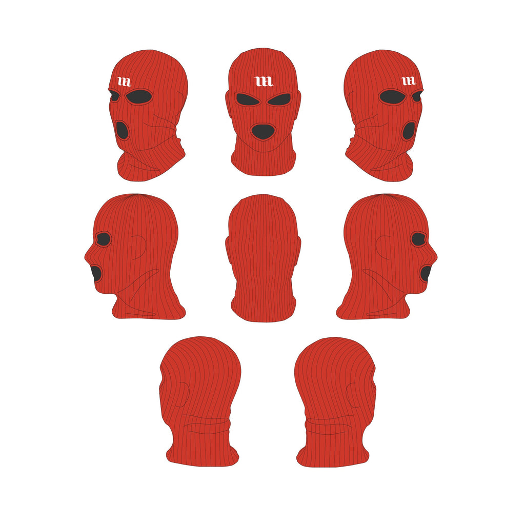 Ski Mask w/ 3 Holes - Mockup and Template - 8 Angles, 1 Style, Layered, Detailed and Editable Vector in EPS, SVG, AI, PNG, DXF and PDF