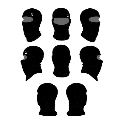 Ski Mask / Balaclava - Mockup and Template - 8 Angles, 1 Style, Layered, Detailed and Editable Vector in EPS, SVG, AI, PNG, DXF and PDF