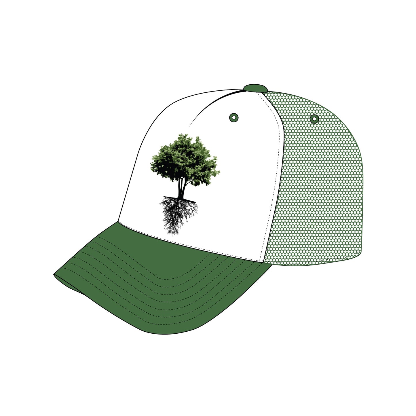 Trucker Hat - Mockup and Template - 8 Angles, Layered, Detailed and Editable Vector in EPS, SVG, AI, PNG, DXF and PDF