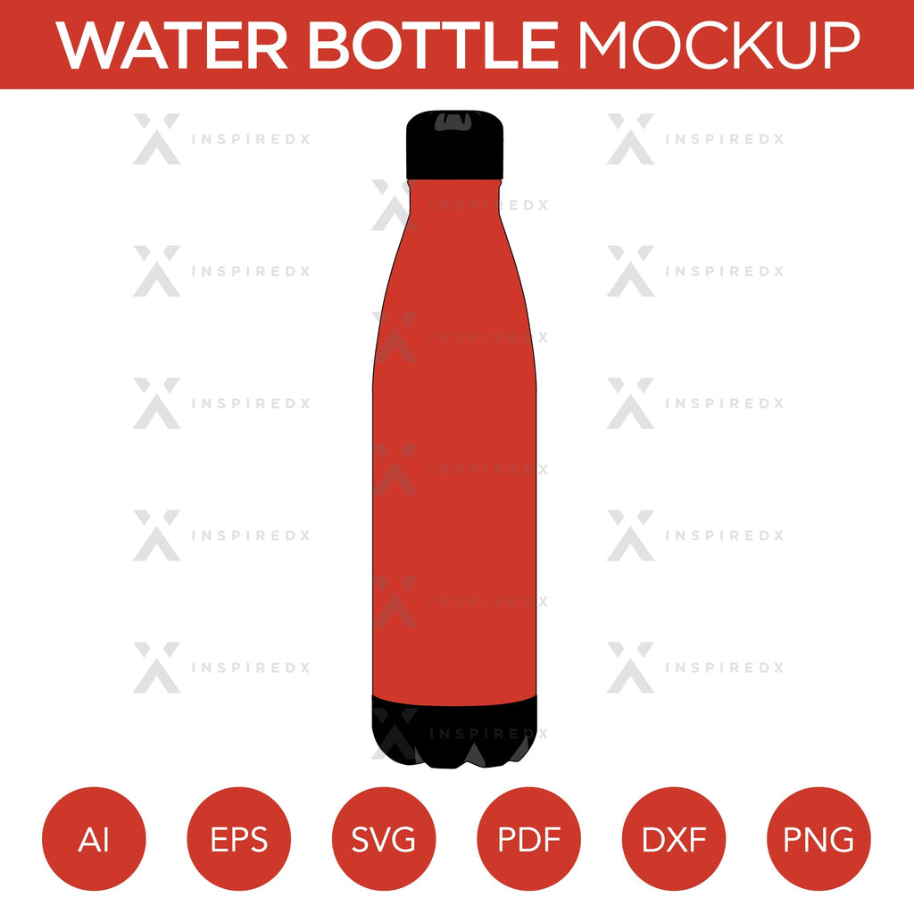Water Bottle - Mockup and Template - 1 Angle, 1 Style, Layered, Detailed and Editable Vector in EPS, SVG, AI, PNG, DXF and PDF