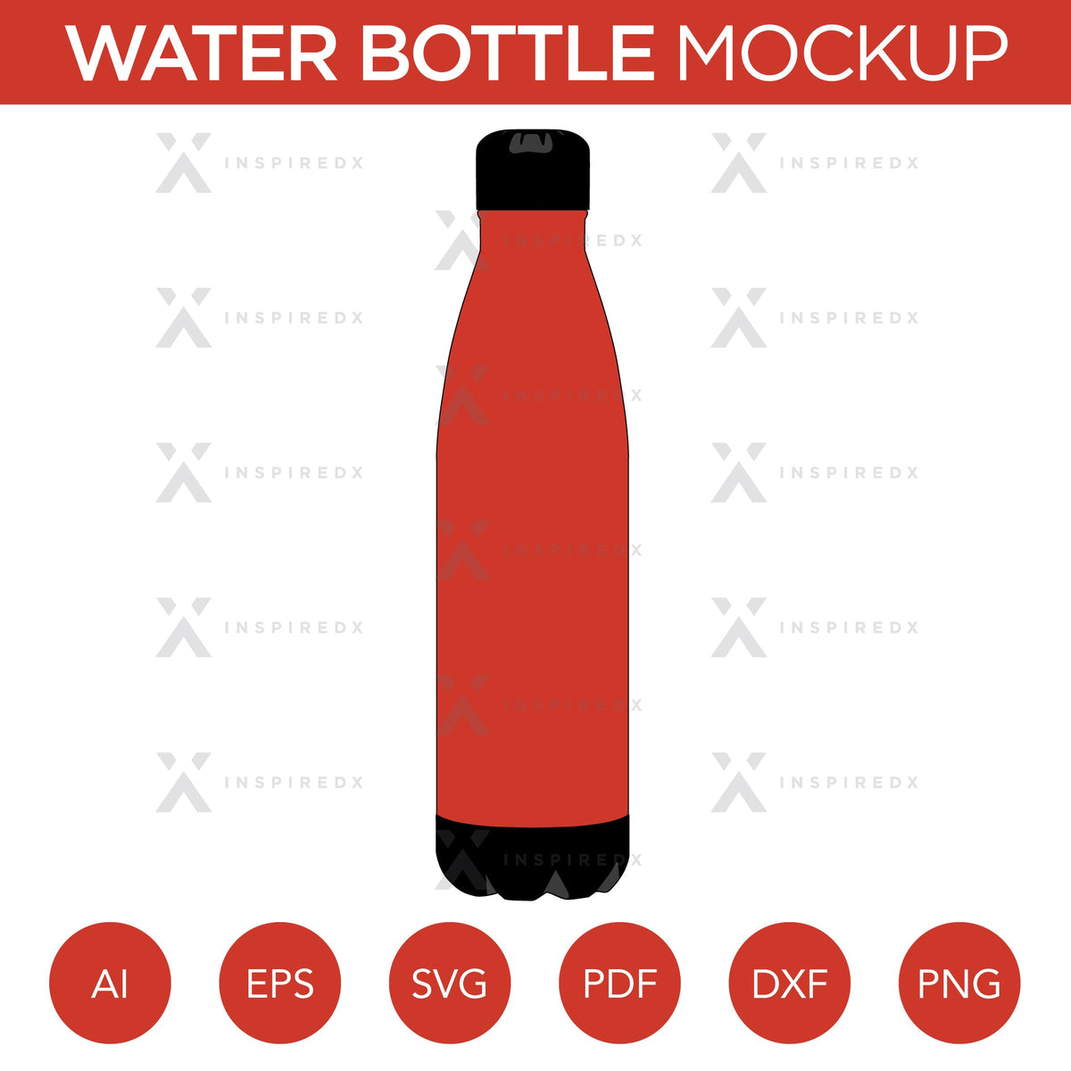 Water Bottle - Mockup and Template - 1 Angle, 1 Style, Layered, Detailed and Editable Vector in EPS, SVG, AI, PNG, DXF and PDF