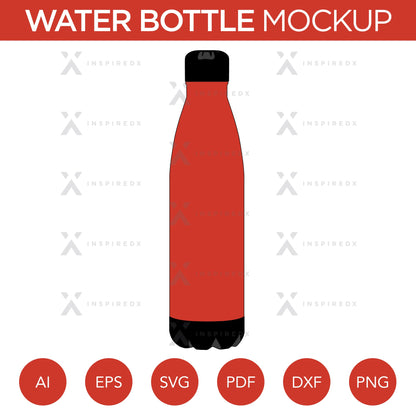 Water Bottle - Mockup and Template - 1 Angle, 1 Style, Layered, Detailed and Editable Vector in EPS, SVG, AI, PNG, DXF and PDF