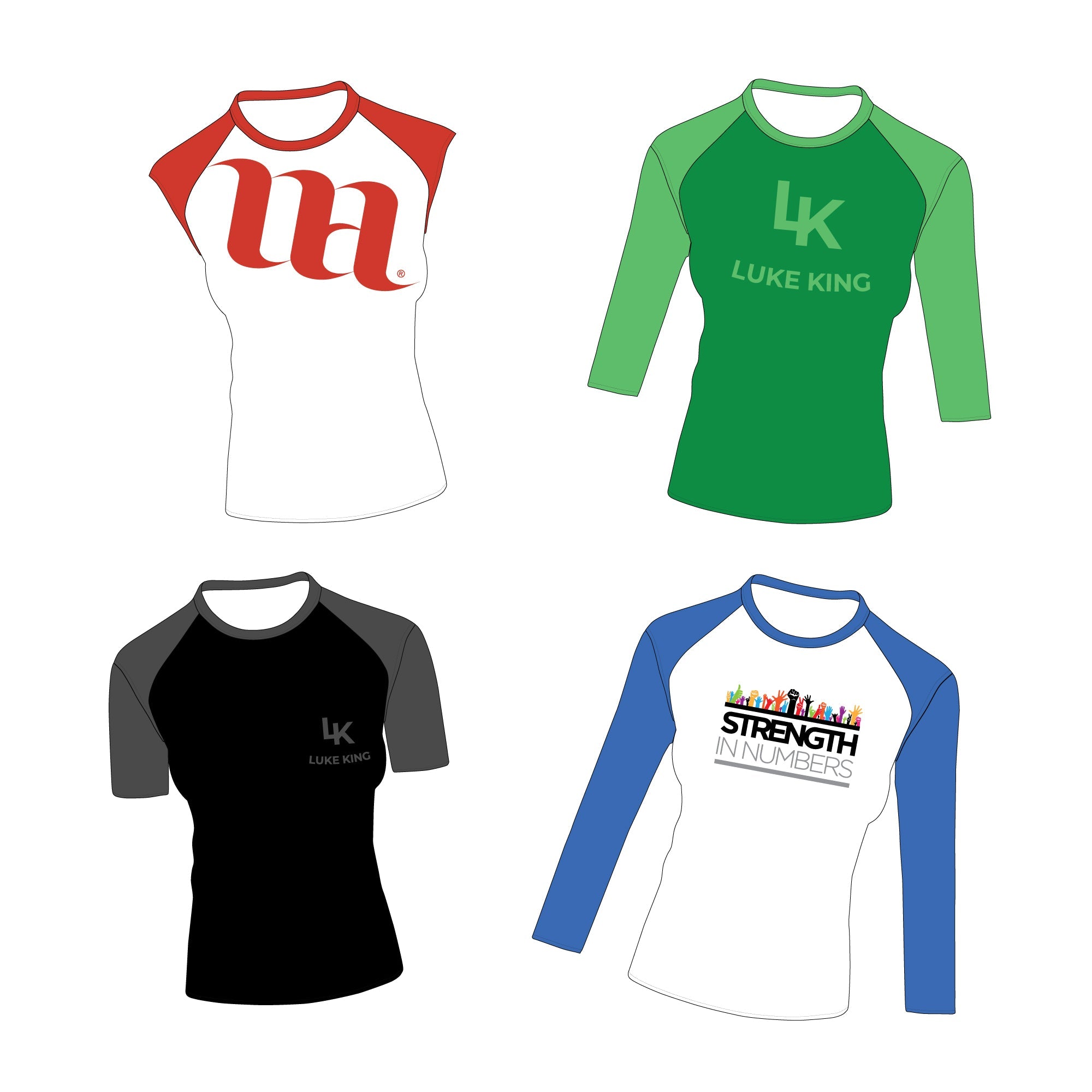 Raglan Women's Shirt Bundle - Cap Sleeve, Short Sleeve, 3/4 Sleeve and  Long Sleeve Raglans - Mockup and Template - 16 Raglan Shirts Total, 4 Angles, 4 Styles, Layered, Detailed and Editable Vector in EPS, SVG, AI, PNG, DXF and PDF