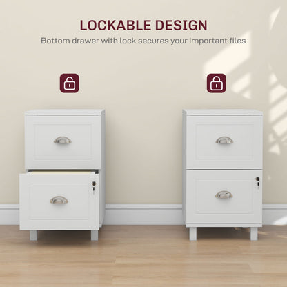 2-Drawer Small Filing Cabinet Lockable Home Office Storage Cabinet with Adjustable Hanging Bars for A4 Letter Black