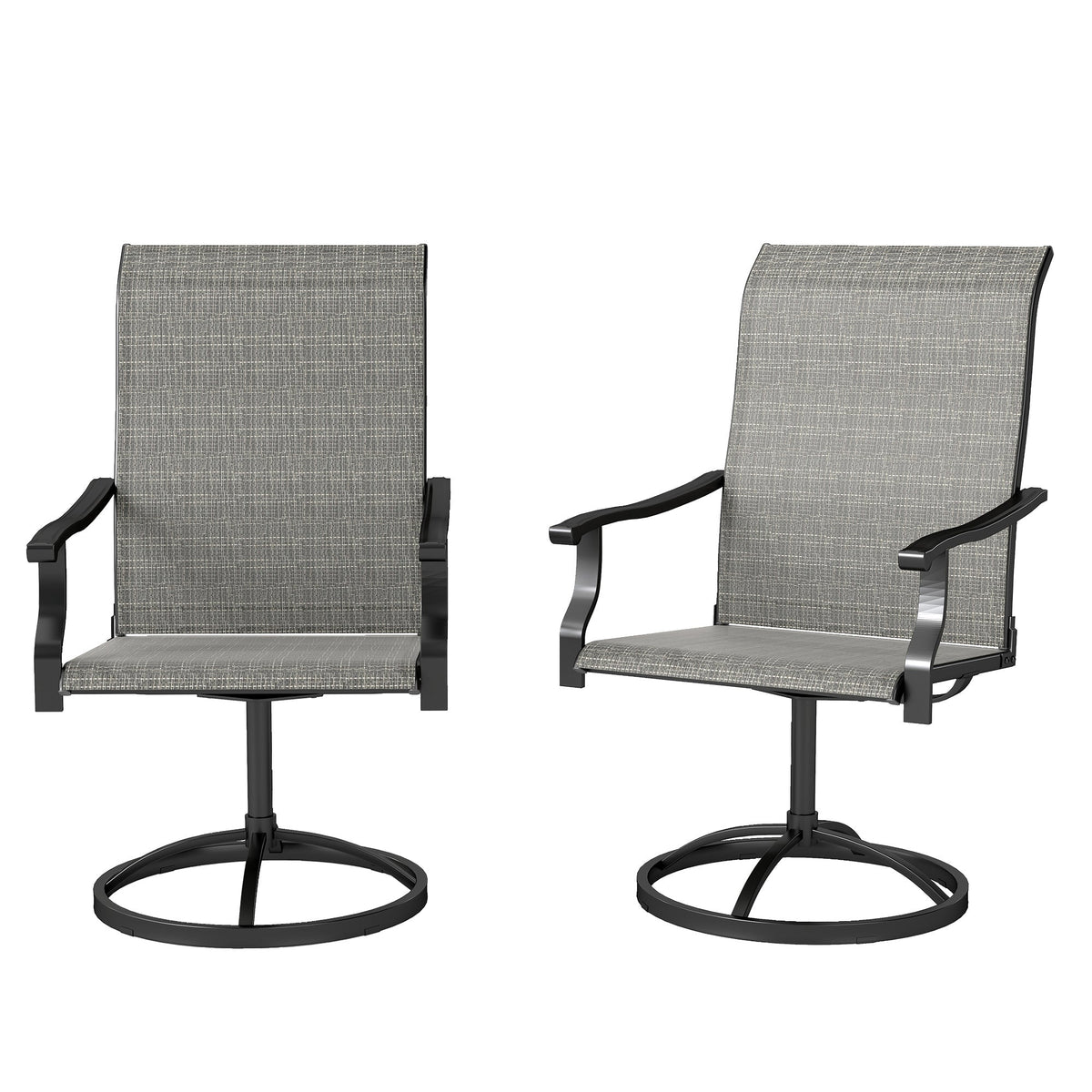 Outdoor Swivel Dining Chairs Set of 2, High Back Swivel Chairs with All Weather Mesh for Deck, Backyard, Poolside, White
