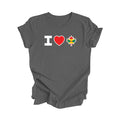 I Love Canada - Canadian Maple Leaf with Grenadian Flag, Canadian Gift T-Shirt, Grenadian Present, National Flag Tee Shirt - Inspired X