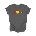 I Love Canada - Canadian Maple Leaf with Jamaica Rasta Flag, Canadian Gift T-Shirt, Jamaican Rasta Present, National Flag Tee Shirt - Inspired X