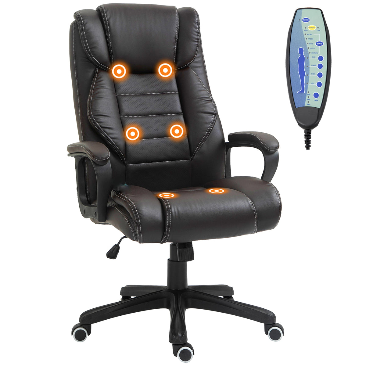 Massage Office Chair, High Back Executive Office Chair with 6-Point Vibration, Timer, Adjustable Height, Swivel Seat and Rocking Function, Black